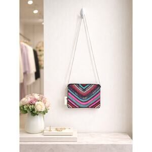 Kay Lee Colorful Beaded Zipper Crossbody Bag NWT